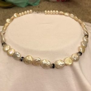 Genuine Stunning Coin Pearls & Swarovski Necklace